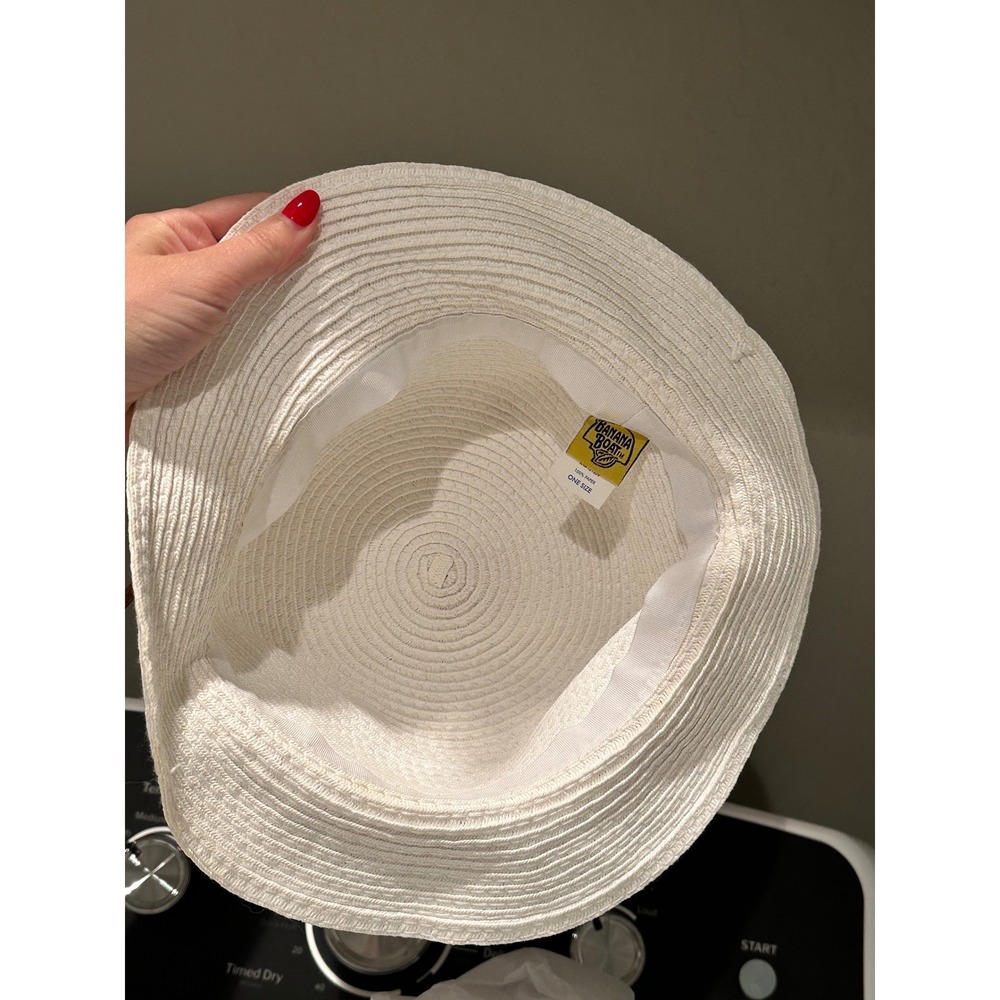Banana Boat Women Cream Paper Straw Sun Hat Fedora One Size Resortwear Beach - Picture 4 of 7